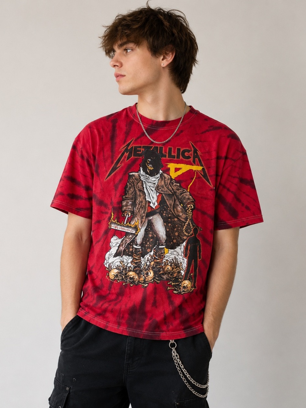 Metallica Unforgiven Tie Dye Graphic Band Tee Mens XL Red Black NWT Shirt